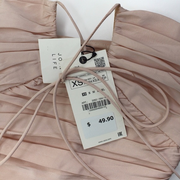 Zara Limited Edition Draped Tie Top Bloggers Favorite NWT Pale Pink XS - Picture 9 of 15